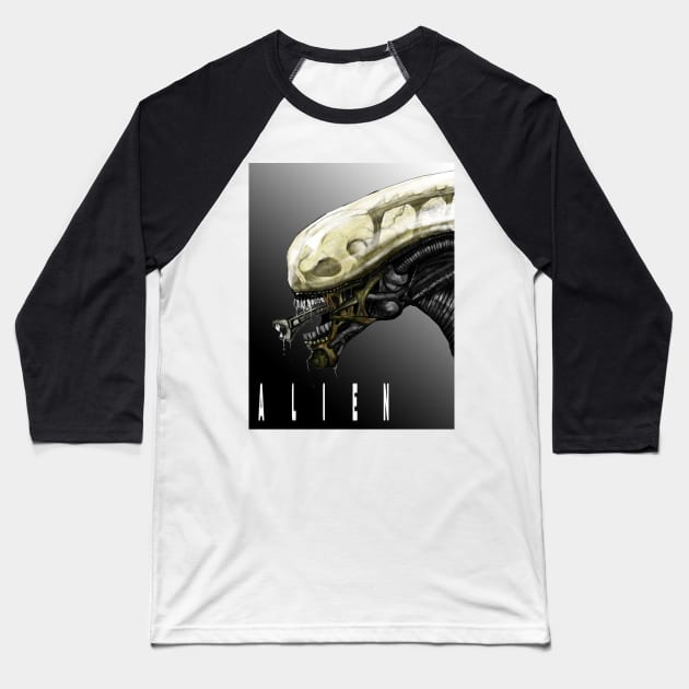Alien t-shirt Baseball T-Shirt by Art Of Lunatik